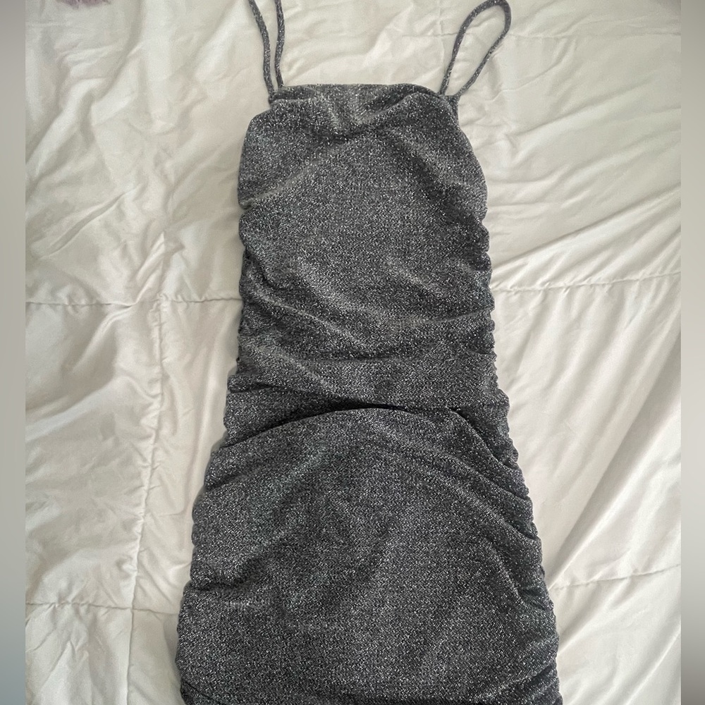 Rutched silver dress